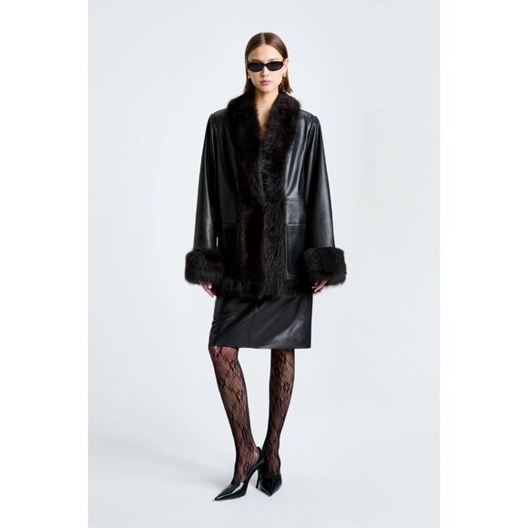 NOUR HAMMOUR Phoebe Jacket in Black Espresso 40 New Womens Leather Coat - Picture 15 of 16